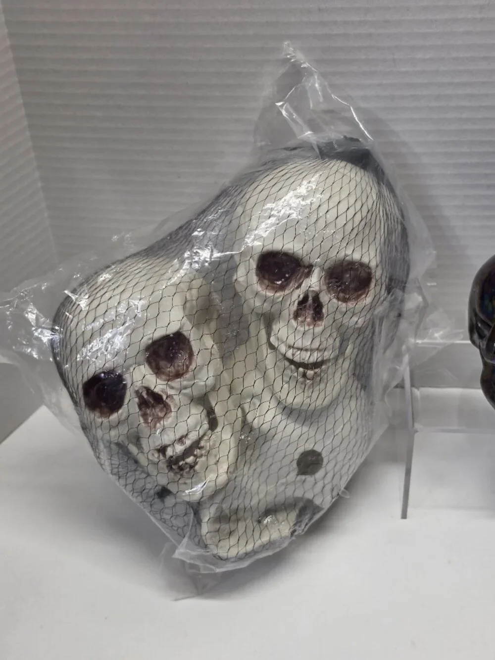 Halloween Skull Décor Lot Light Up Candle Iridescent Ceramic Gothic Mirror